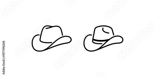 Cowboy hat outline icons for western heritage and rancher lifestyle fashion isolated on white background minimalist headwear vector design for adventure