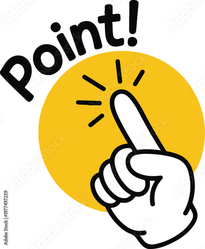 Hand pointing with word 