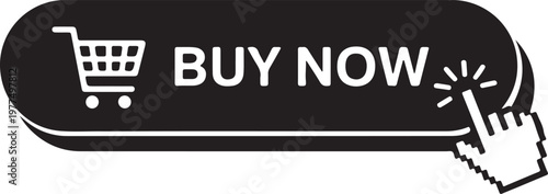 Buy Now Button with Shopping Cart and Cursor Icon vector