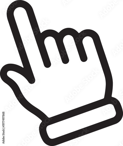 Black Hand Cursor Icon Pointing Upwards on White Background