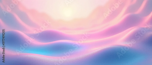 Abstract pink wavy shapes futuristic banner. Glowing retro waves vector background