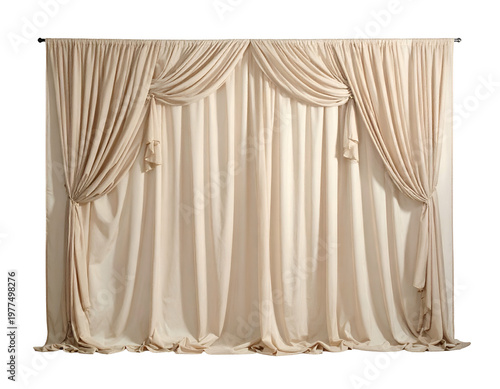 Elegant flowing cream fabric draped and swagged backdrop