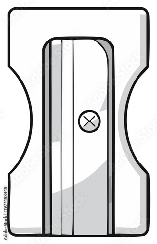 Pencil Sharpener Illustration Outline Style Simple Design Gray Color