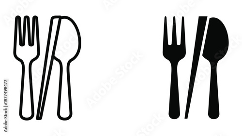 Contrast between classic and modern cutlery design in black and white illustration