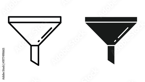Comparison of an empty funnel and a funnel filled with dark material