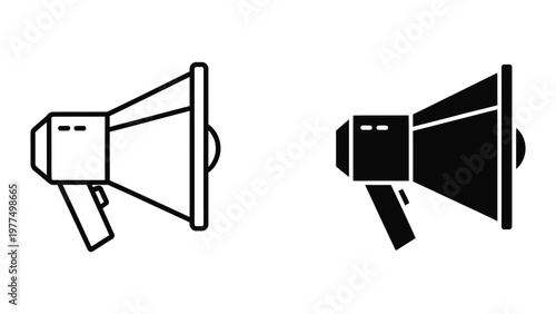 Contrast between a light-colored and dark-colored handheld megaphone icon