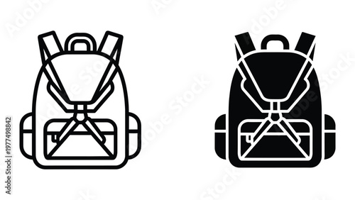 Comparison of backpack designs with different color schemes and structural features.