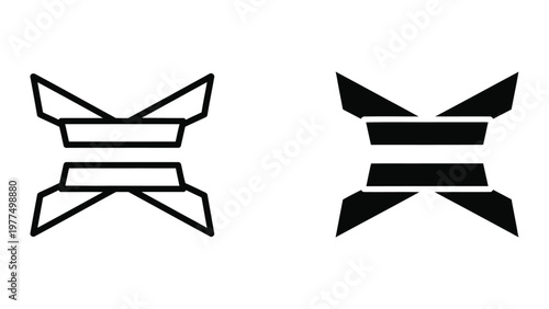 Comparison of abstract butterfly and bat wing silhouette designs with contrasting fills