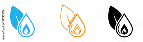 Title abstract leaf and water drop logos a natural and refreshing design description two stylized logos featuring leaf and water drop combinations