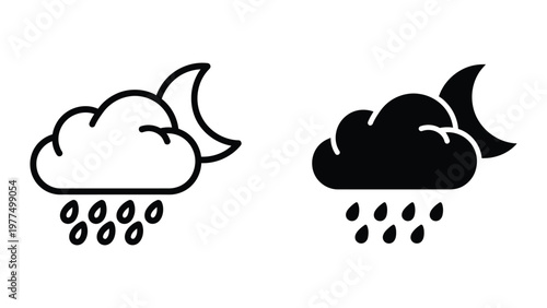 Contrasting depictions of rain with moon phases in cloud icons