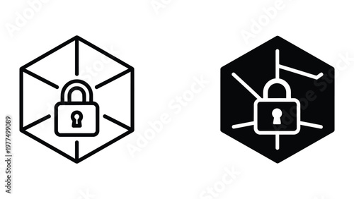 Contrast of secure and insecure network connection icons with padlock symbols