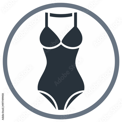 One piece swimsuit graphic icon for summer beach vacation and swimming pool activities