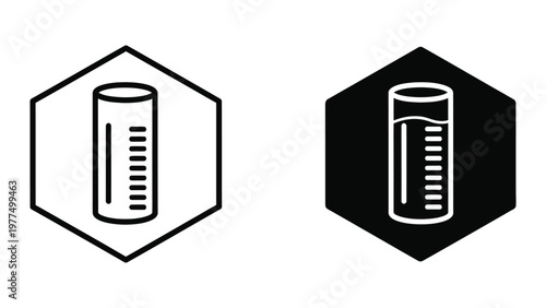 Comparison of empty and filled laboratory measuring cylinders in hexagonal containers