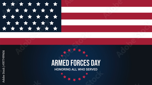 Armed forces day illustration with united states flag background honoring military service patriotic tribute design vector banner