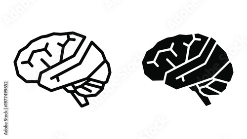 Contrast depiction of a human brain with different visual styles