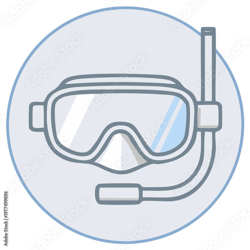 Snorkeling mask and snorkel icon vector illustration for summer vacation and water sports