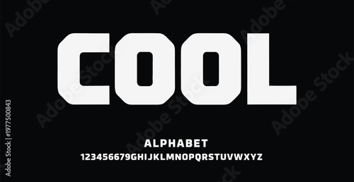 A cool and modern typography design featuring the alphabet and numbers on a black background