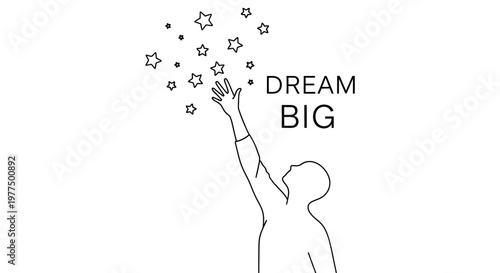 Person Reaching for Stars: Dream Big, Motivation, Success, Aspirations, Goals