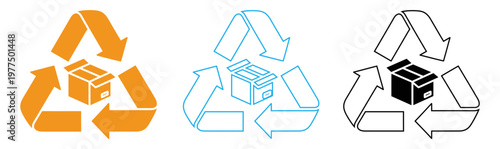 Recycling symbol variations packaging and electronic waste management