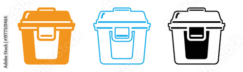 Foto Three colorful plastic containers with lids a minimalist icon set
