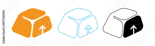 Kubernetes logo variations filled orange and outlined blue cube designs