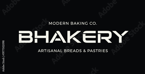 A modern bakery logo with artisanal breads and pastries on a black background