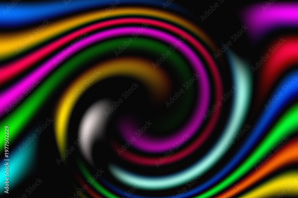 Obraz premium Abstract psychedelic liquid swirl background with colorful neon lines on black