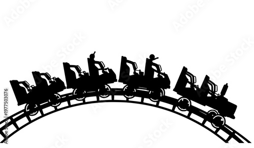 Roller-coaster train silhouette vector illustration amusement park ride icon