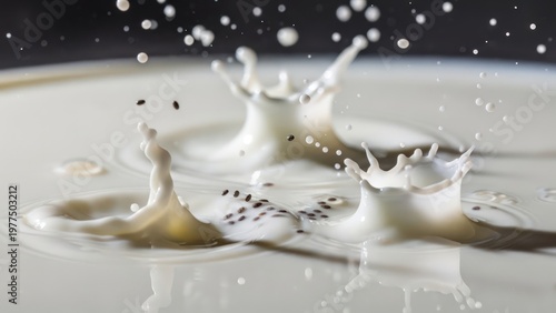 Wallpaper Mural Milk splash with chia seeds Torontodigital.ca