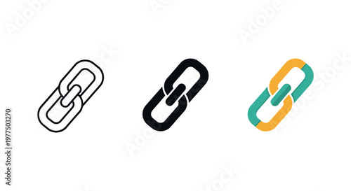 chain link icons in black, white, and colorful design
