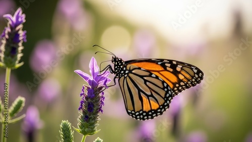 Wallpaper Mural Monarch butterfly on purple flowers Torontodigital.ca