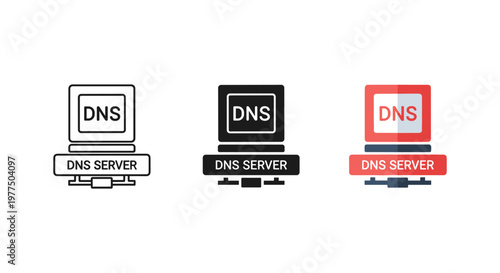 DNS server icons in black, white and red