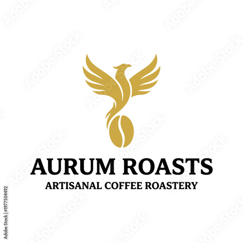 Cuadro en lienzo Aurum Roasts artisanal coffee logo design.