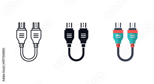 usb cables with different colored connectors