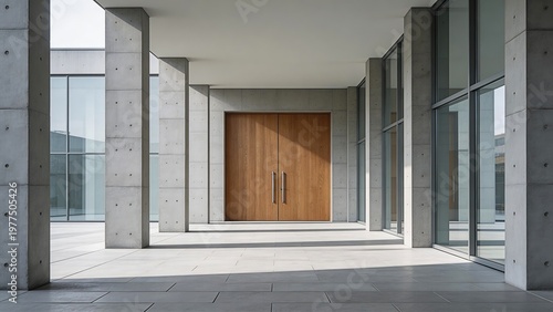 Minimalist Concrete & Glass Corridor