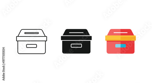 colorful storage box icons, organization symbols