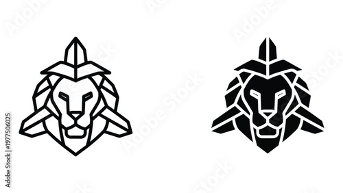 Contrasting lion logos with geometric and solid black designs
