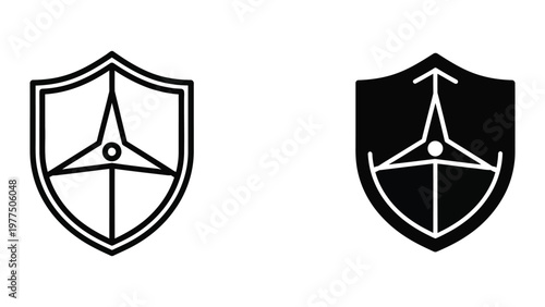 Comparison of two naval navigation compass shields in heraldic style