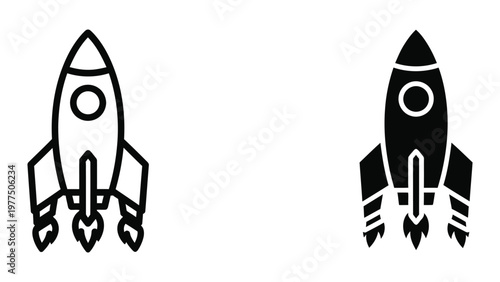 Contrast between a classic and modern space rocket design illustration