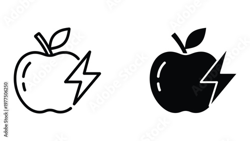 Comparison of two apple logo designs with and without filled elements