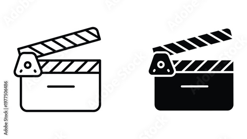 Classic film clapperboards in contrasting monochrome styles