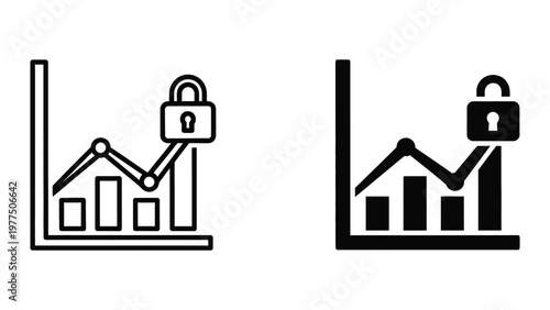 Comparison of secure and insecure data trends illustrated with charts and padlocks