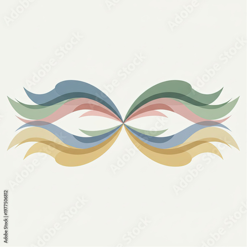 Balance of Life as minimalist, mirrored flowing forms gently meeting at the center, representing inner balance and alignment.eps