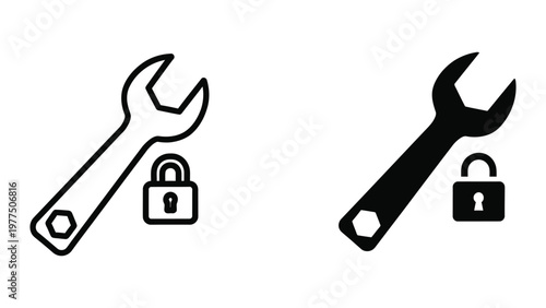 Canvastavla Wrenches paired with padlocks symbolizing security and maintenance tools