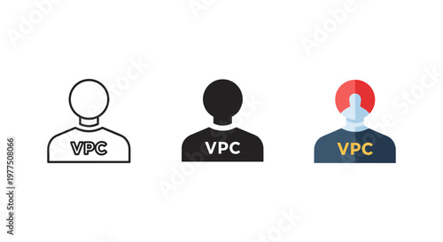 VPC network icons set, virtual private cloud symbols