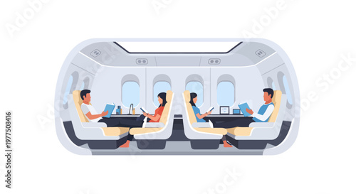 People sitting in a train carriage interior