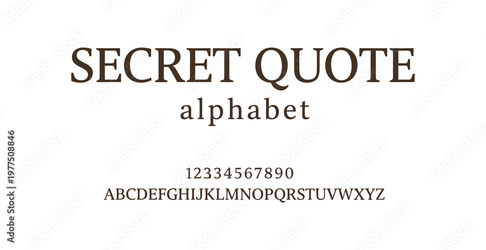 Obraz premium A typographic design featuring a secret quote alphabet with numbers and letters on a white background