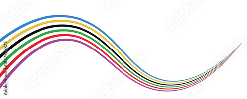 abstract wavy stripes with the colors of Paris Olympics games 2025 . vector illustration
