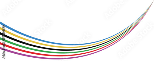abstract wavy stripes with the colors of Paris Olympics games 2025 . vector illustration