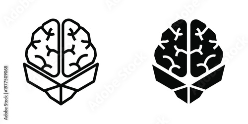Contrast between traditional and modern brain illustration designs